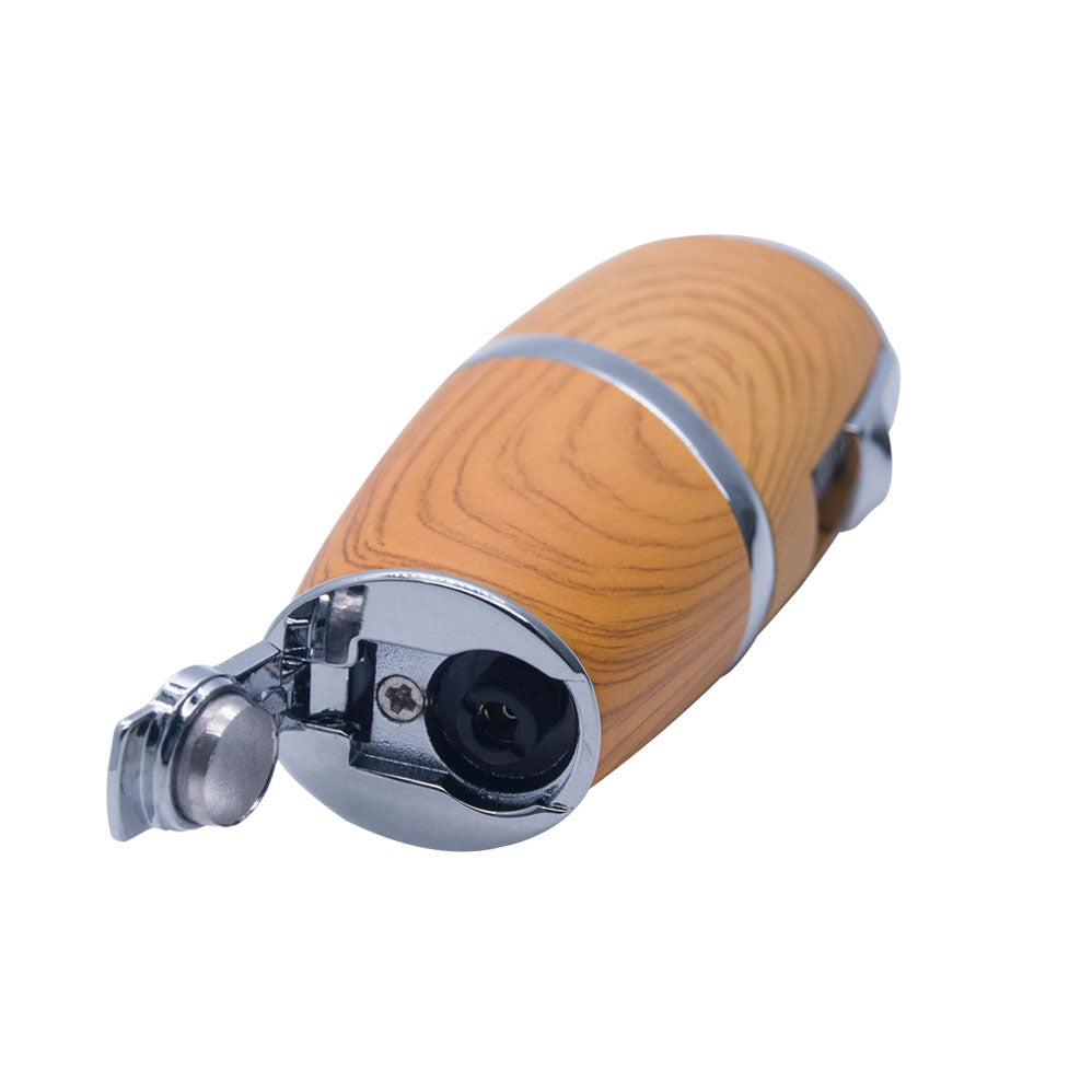 Wooden Finish Triple Jet Torch Lighter Adjustable Flame W/ Cigar Puncher Light