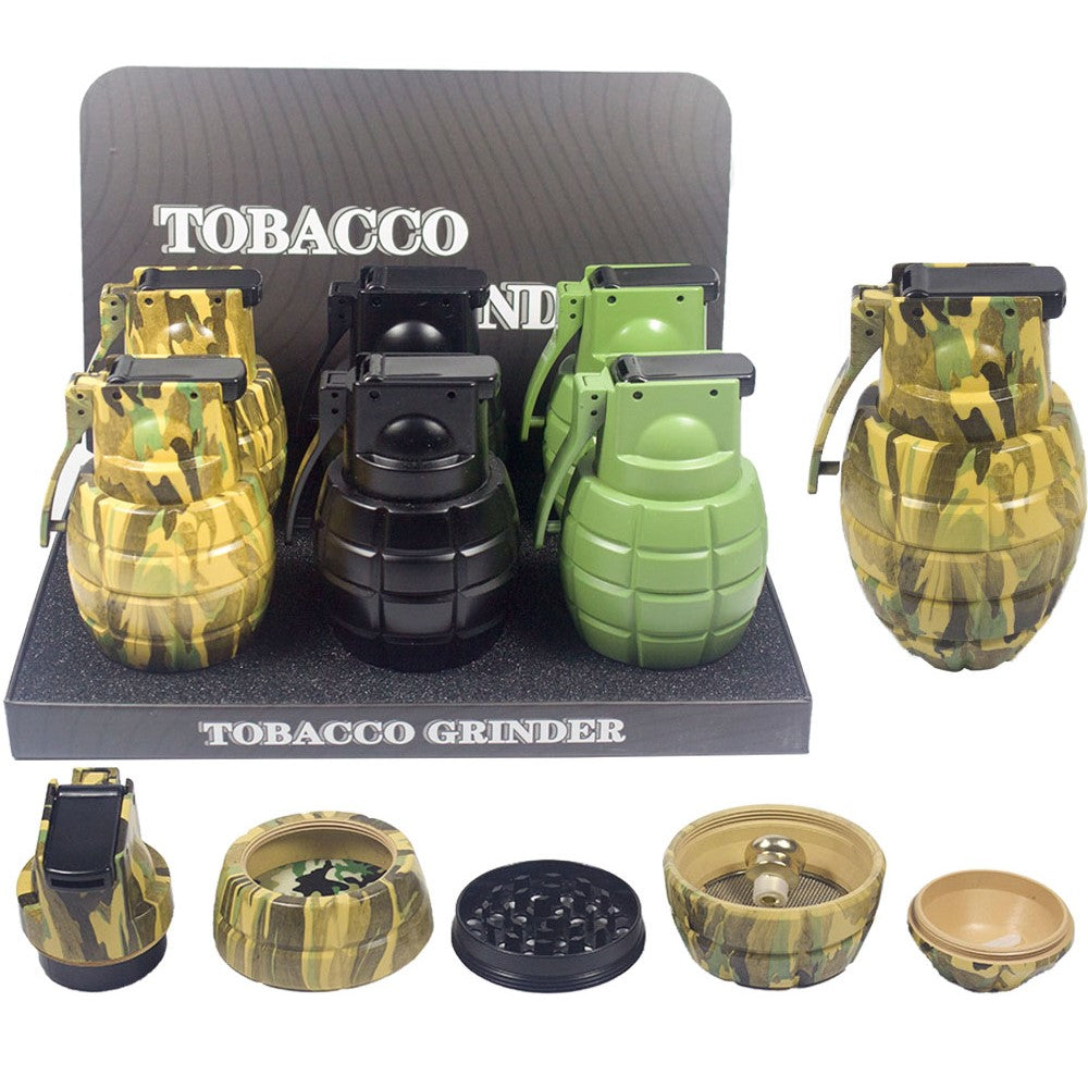2.7"4 PC 3D Grenade Tobacco Herb Spice Grinder with Hookah on Top Halloween gift