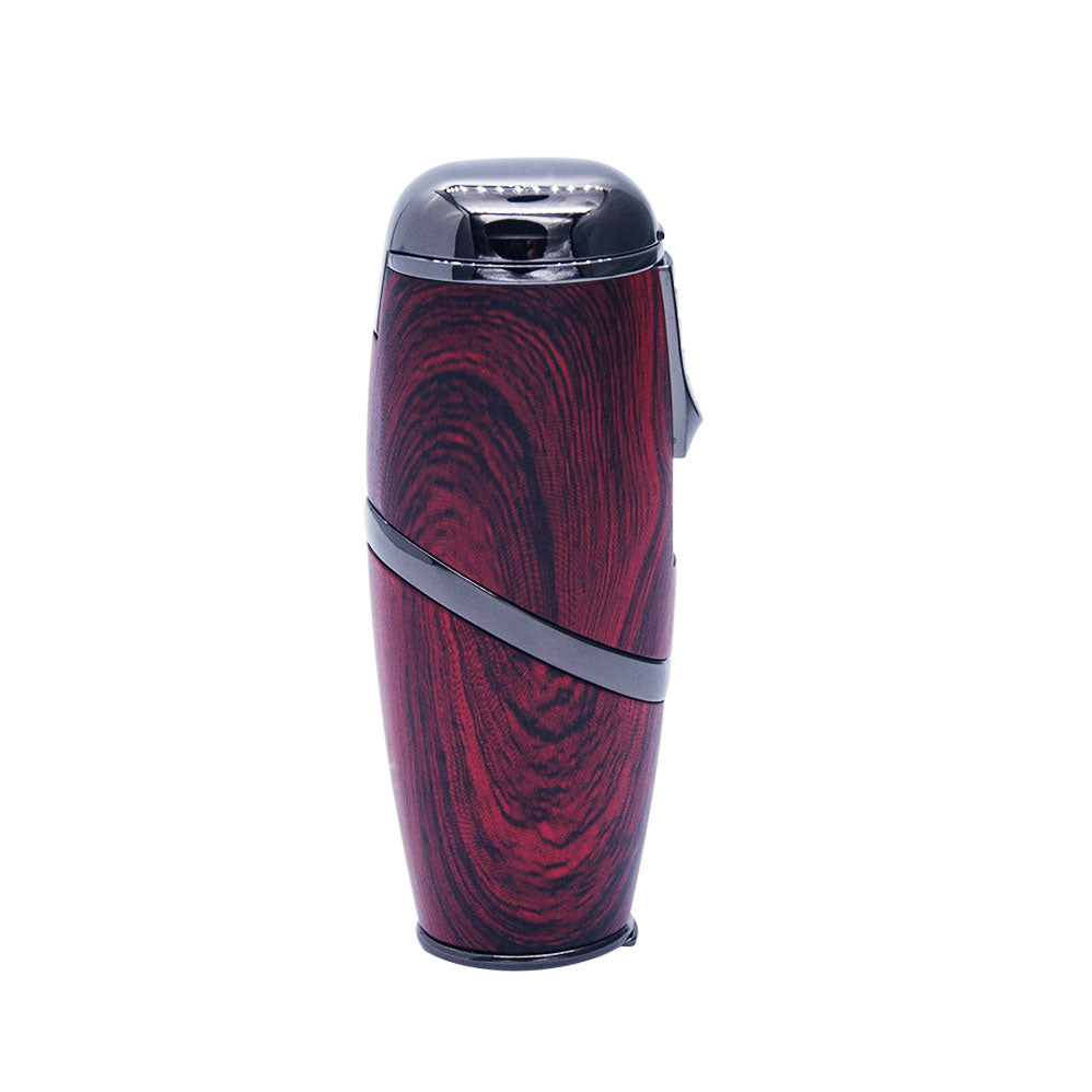 Wooden Finish Triple Jet Torch Lighter Adjustable Flame W/ Cigar Puncher Light