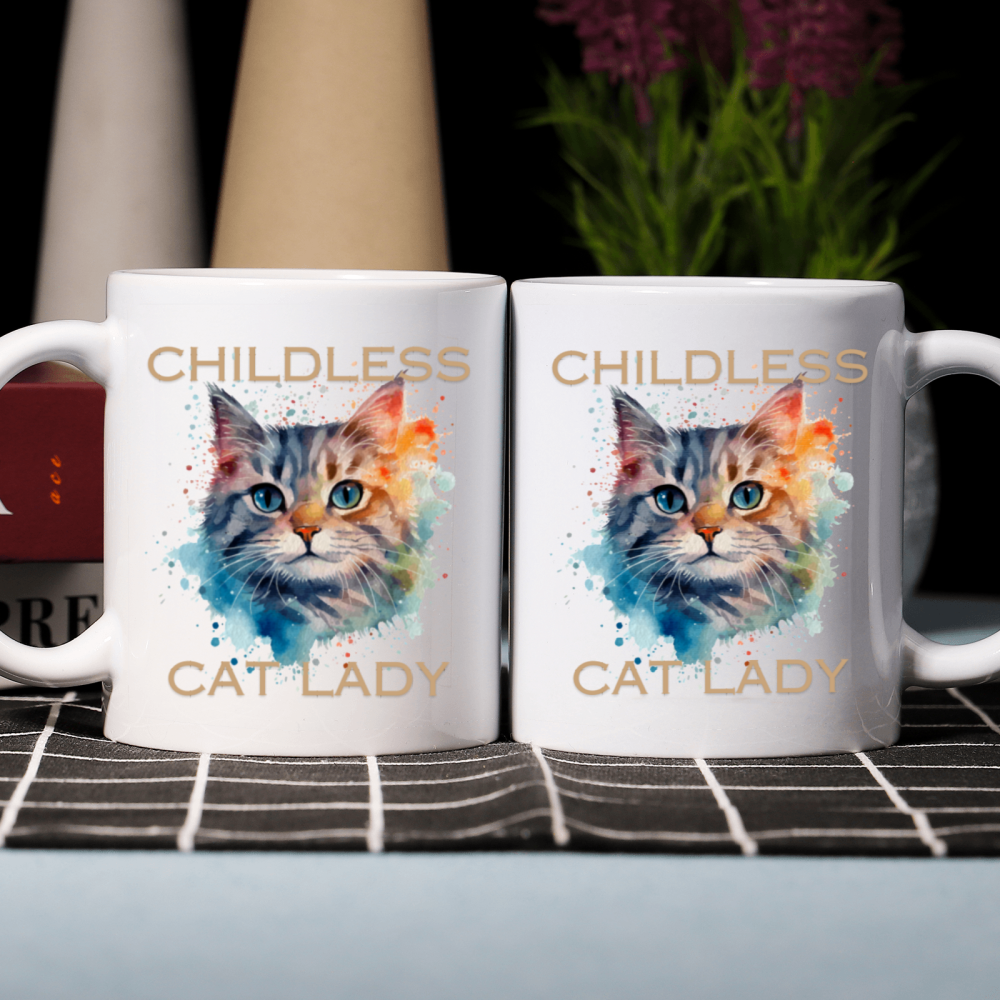 11 oz,3A grade, 330 ml, 2024 vote , Funny Ceramic mug Childless Cat Lady 2024 cup funny mug, best Halloween Christmas gift coffe cup