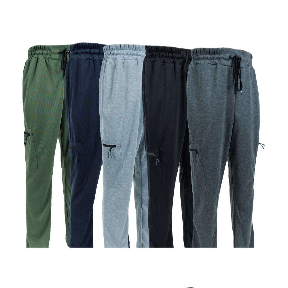 3 Pack Men's Fleece Lined Slim Fit Casual Tech Jogger Sweatpants Zipper Pockets