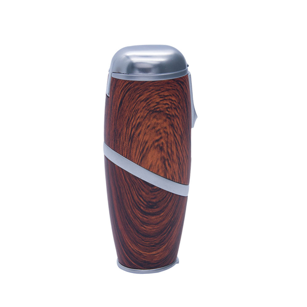 Wooden Finish Triple Jet Torch Lighter Adjustable Flame W/ Cigar Puncher Light