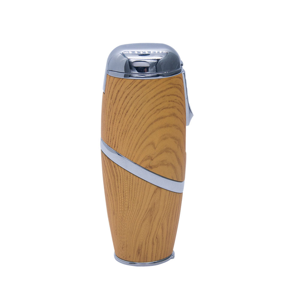 Wooden Finish Triple Jet Torch Lighter Adjustable Flame W/ Cigar Puncher Light