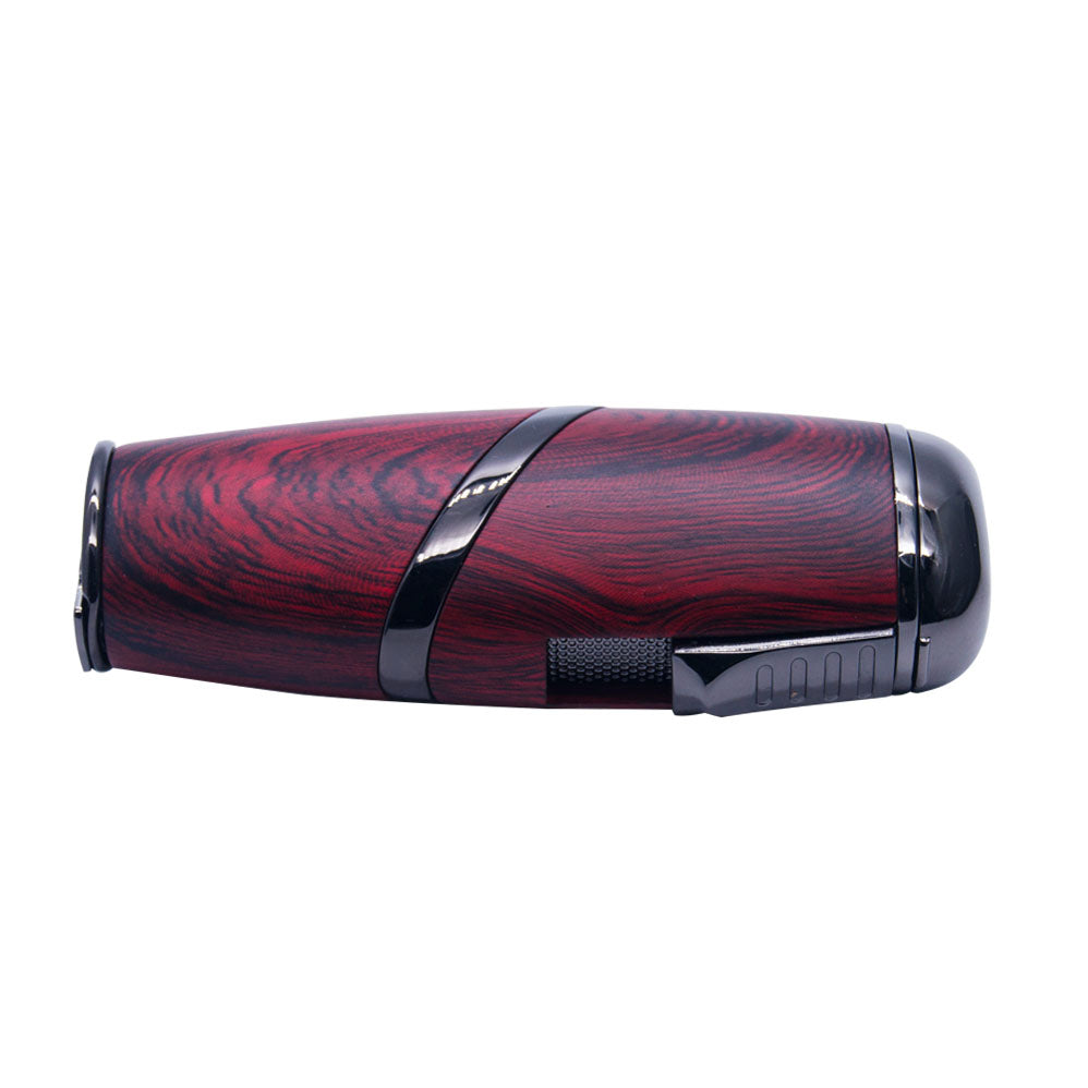 Wooden Finish Triple Jet Torch Lighter Adjustable Flame W/ Cigar Puncher Light