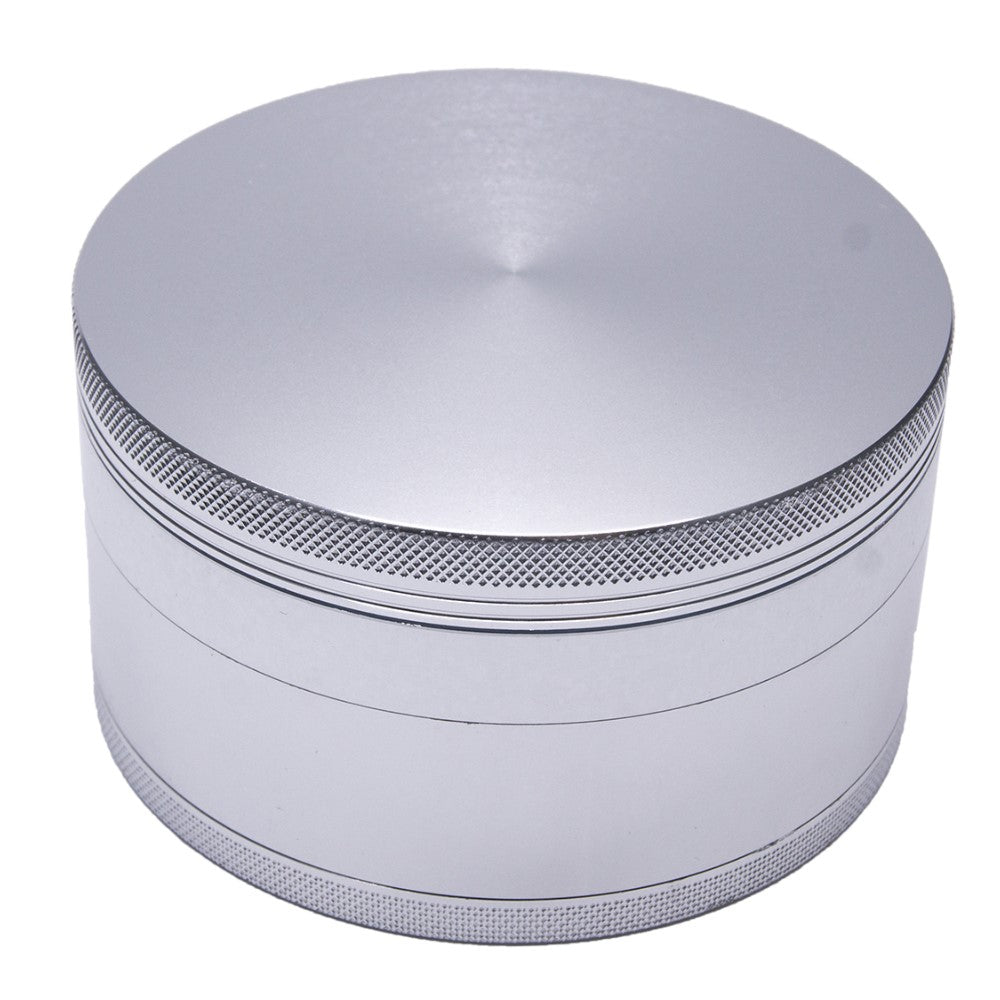 4 Inch Aluminum Huge 4 Piece Grinder Tobacco Herb Spice Crusher Silver Color