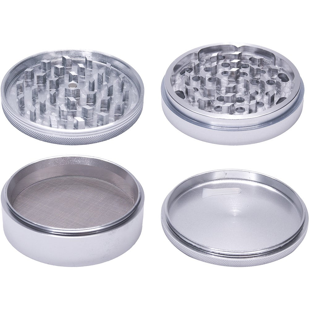 4 Inch Aluminum Huge 4 Piece Grinder Tobacco Herb Spice Crusher Silver Color