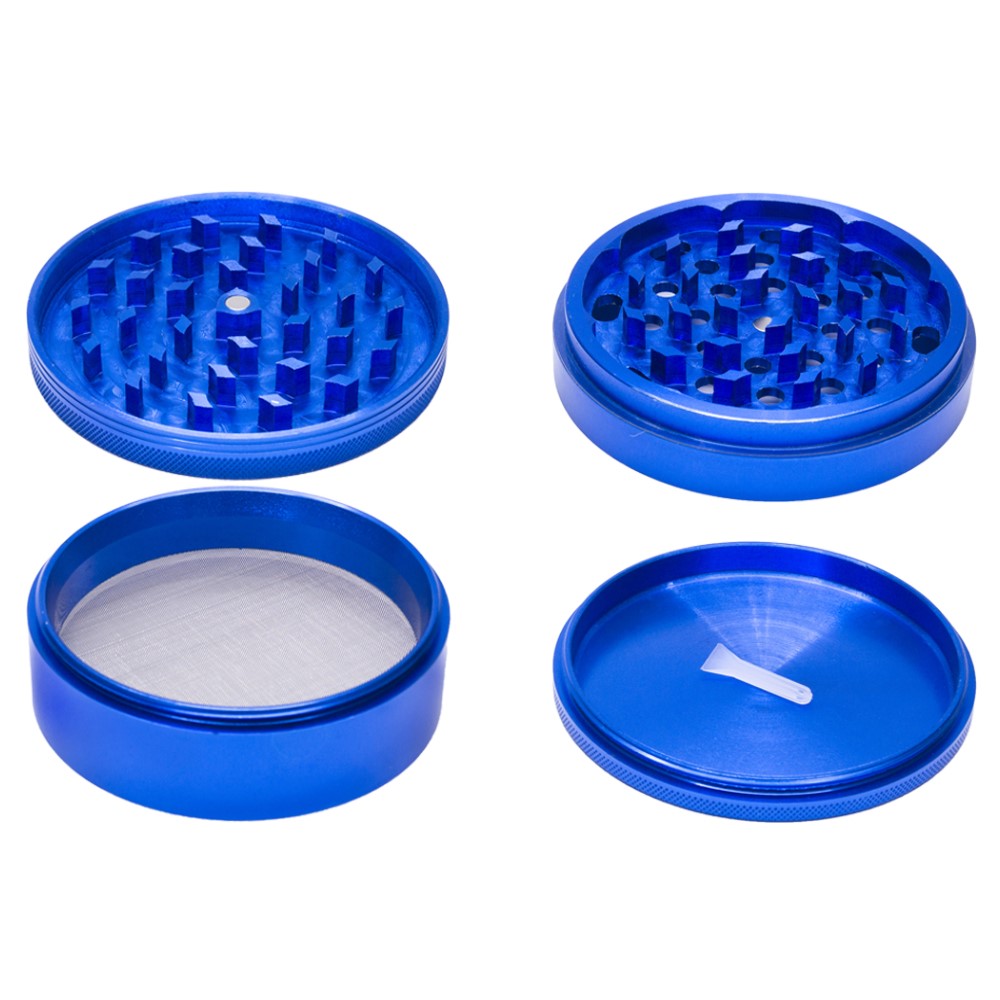 4" Aluminum Huge 4 Piece Grinder Tobacco Herb Spice Crusher w/ Gift Box Blue Spice Grinder