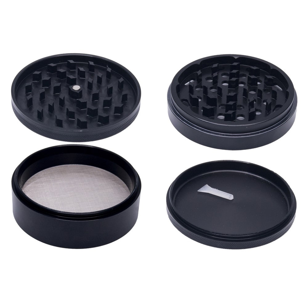 4" Aluminum Huge 4 Piece Grinder Tobacco Herb Spice Crusher w/ Gift Box Black