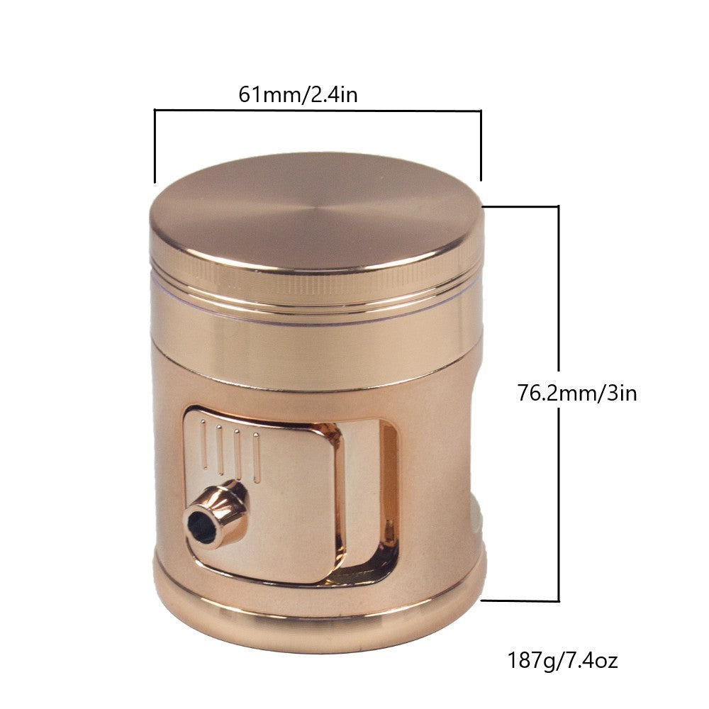 2.4" 4 Piece Tobacco Grinder LED Light Pouring Hole Big Windows Silding Door