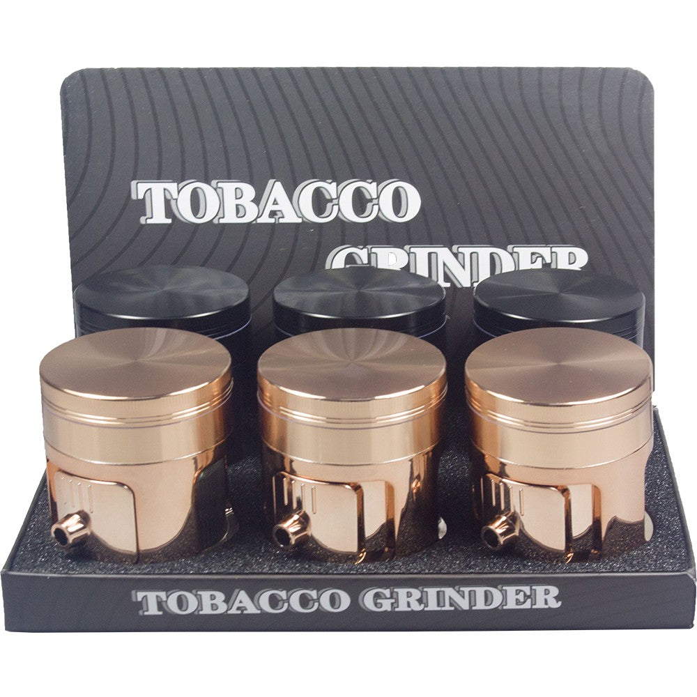 2.4" 4 Piece Tobacco Grinder LED Light Pouring Hole Big Windows Silding Door
