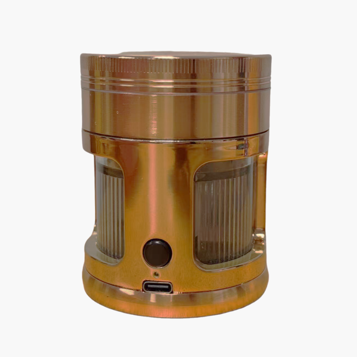 2.4" 4 Piece Tobacco Grinder LED Light Pouring Hole Big Windows Silding Door