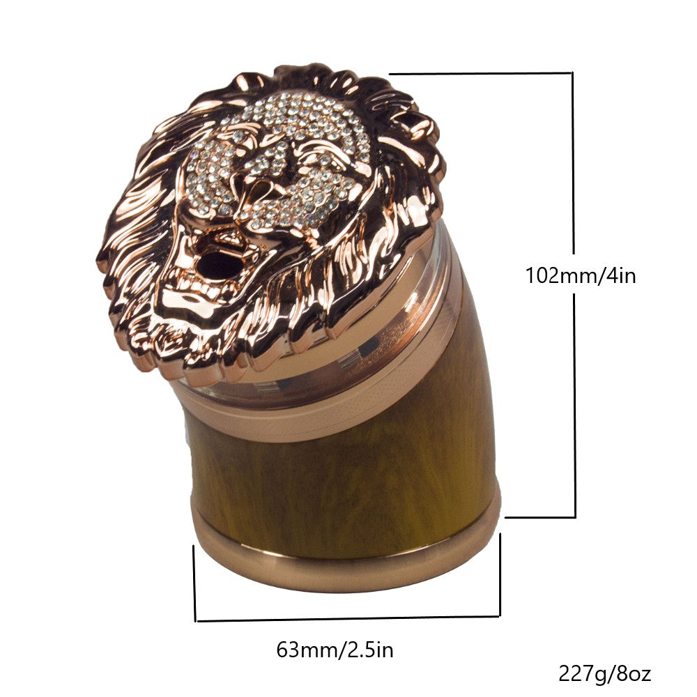 2.5" 5 Piece Lion gift Metal Herb Spice Smoke Tobacco Bent Grinder Rhinestone