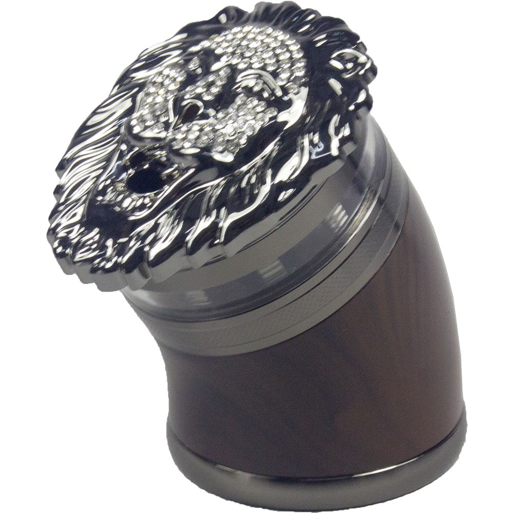 2.5" 5 Piece Lion gift Metal Herb Spice Smoke Tobacco Bent Grinder Rhinestone