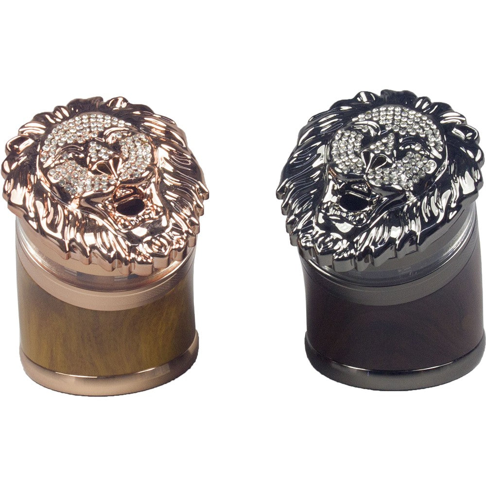 2.5" 5 Piece Lion gift Metal Herb Spice Smoke Tobacco Bent Grinder Rhinestone