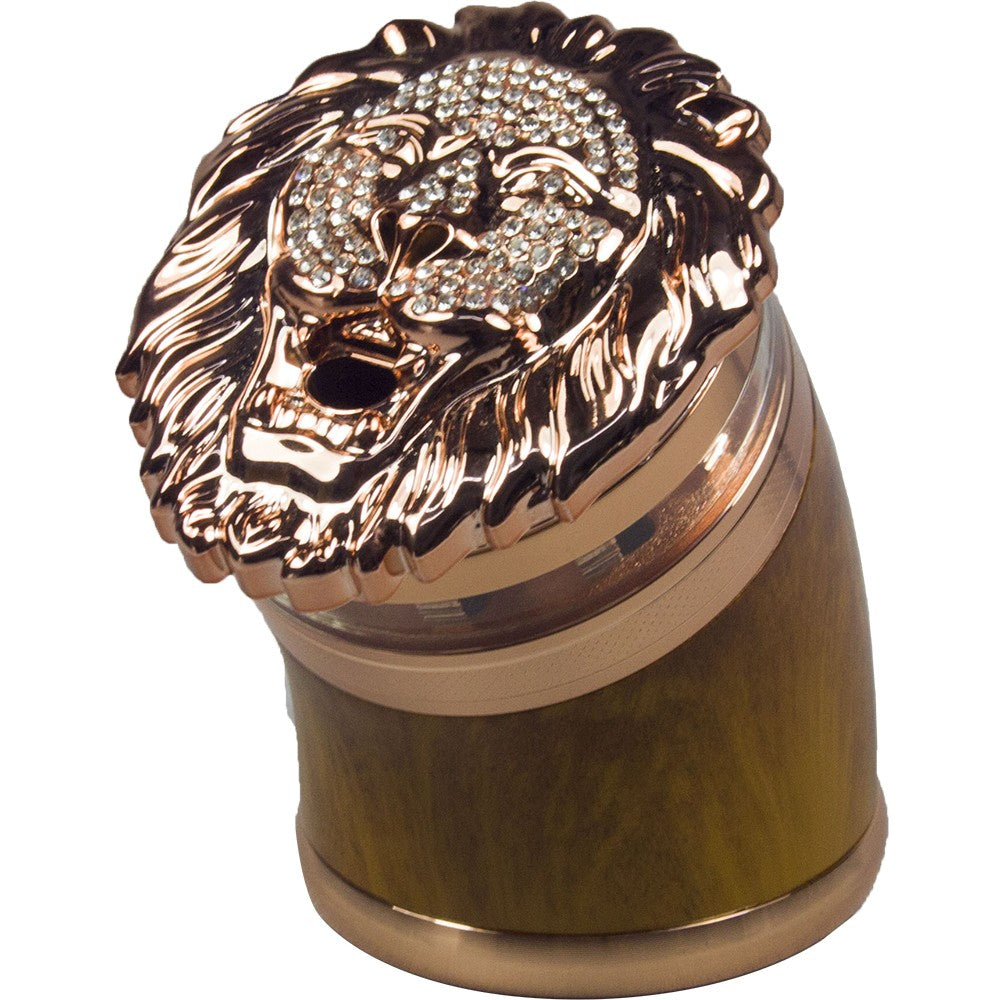 2.5" 5 Piece Lion gift Metal Herb Spice Smoke Tobacco Bent Grinder Rhinestone