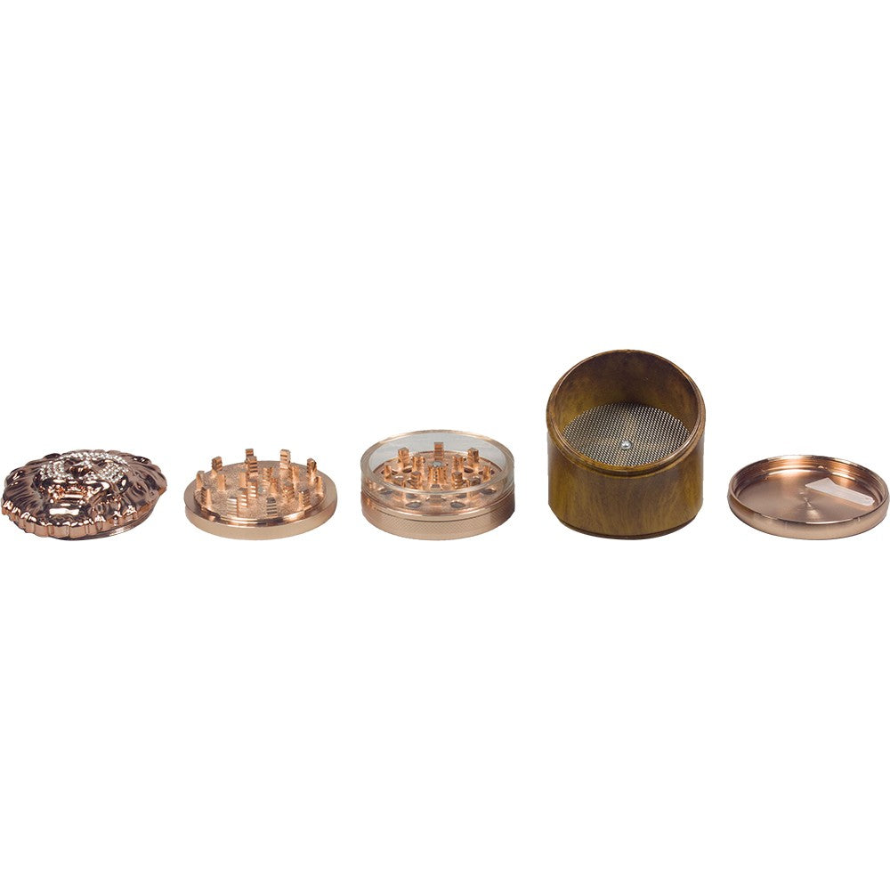 2.5" 5 Piece Lion gift Metal Herb Spice Smoke Tobacco Bent Grinder Rhinestone