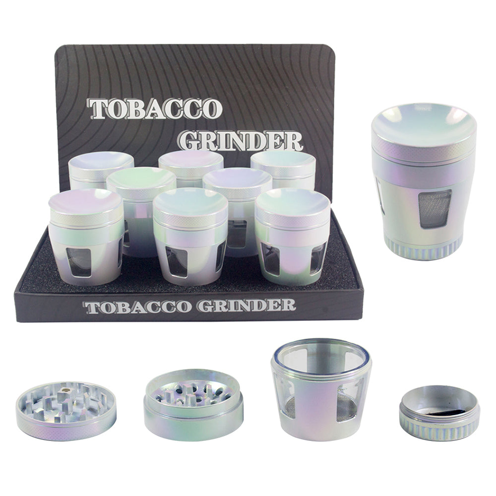 1.9" Tobacco Herb Spice 4 PC Iridescent Spice Crusher with Mesh Filter Grinder