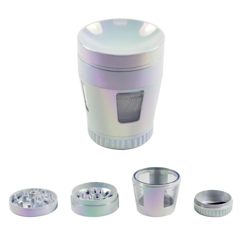 1.9" Tobacco Herb Spice 4 PC Iridescent Spice Crusher with Mesh Filter Grinder