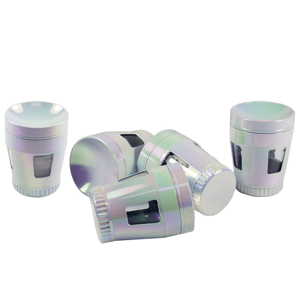 1.9" Tobacco Herb Spice 4 PC Iridescent Spice Crusher with Mesh Filter Grinder