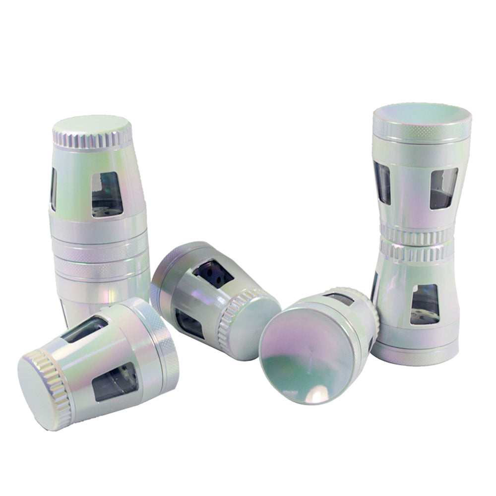 1.9" Tobacco Herb Spice 4 PC Iridescent Spice Crusher with Mesh Filter Grinder
