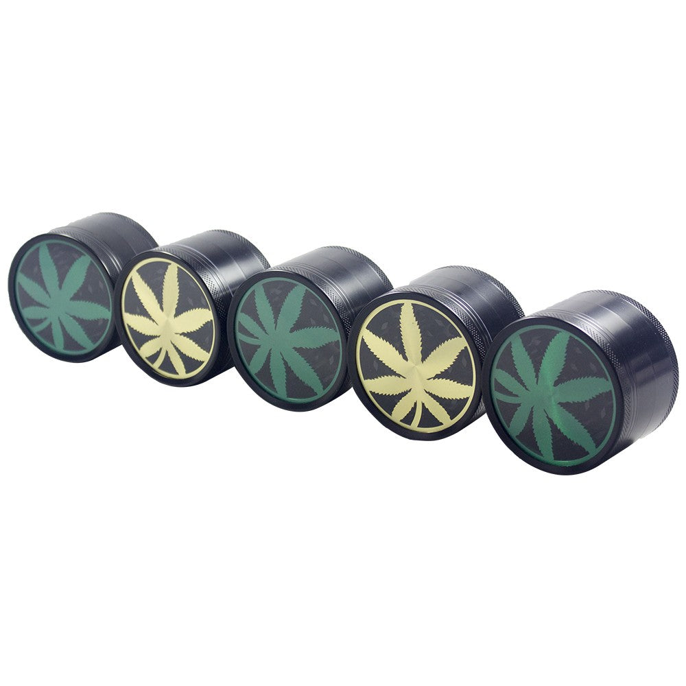 2.4" 4 Pc Metal Tobacco Herb Spice Grinder Smoke Crusher Leaf design gift