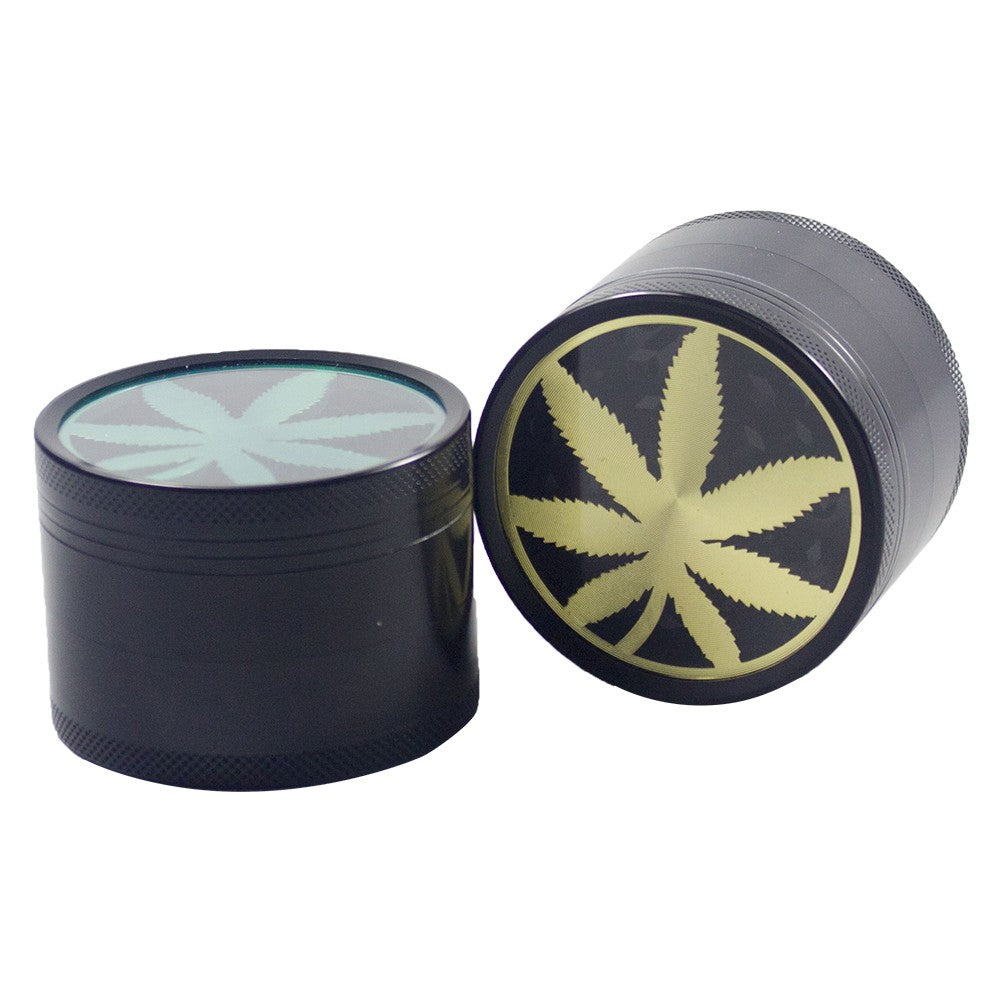 2.4" 4 Pc Metal Tobacco Herb Spice Grinder Smoke Crusher Leaf design gift