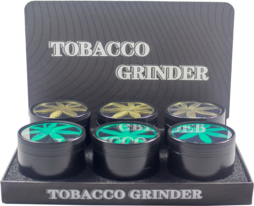 2.4" 4 Pc Metal Tobacco Herb Spice Grinder Smoke Crusher Leaf design gift