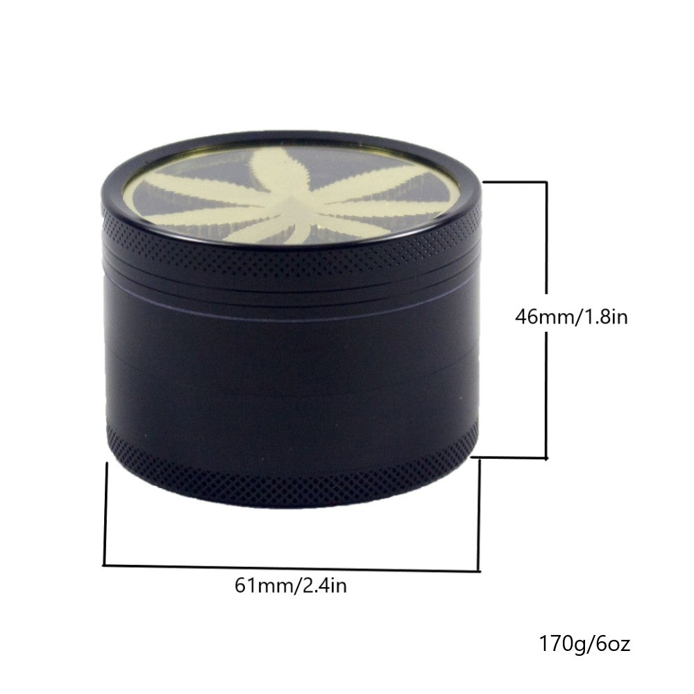 2.4" 4 Pc Metal Tobacco Herb Spice Grinder Smoke Crusher Leaf design gift