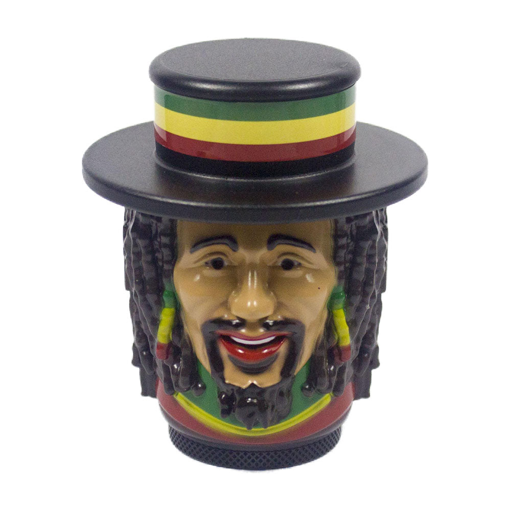 1.5" Tobacco Herb Grinder Spice Herbal 4 PC Smoke Crusher 3D Rasta Man with Hat