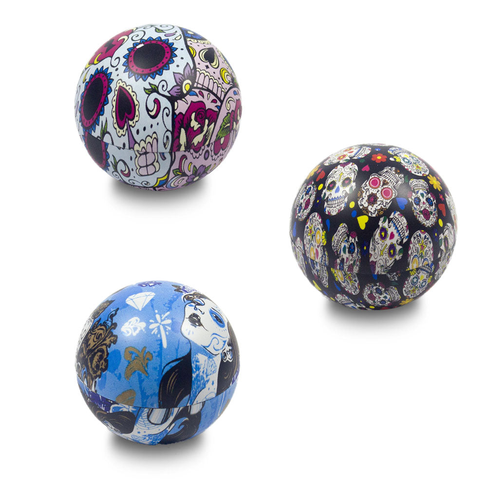 3-Part Metal Tobacco Grinder with Decorative Sugar Skull Design - Portable Herb