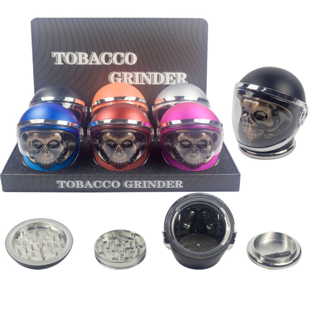 3" 4 PC 3D Copper Metal Skull in Helmet Tobacco Herb Spice Grinder Smoke Crusher