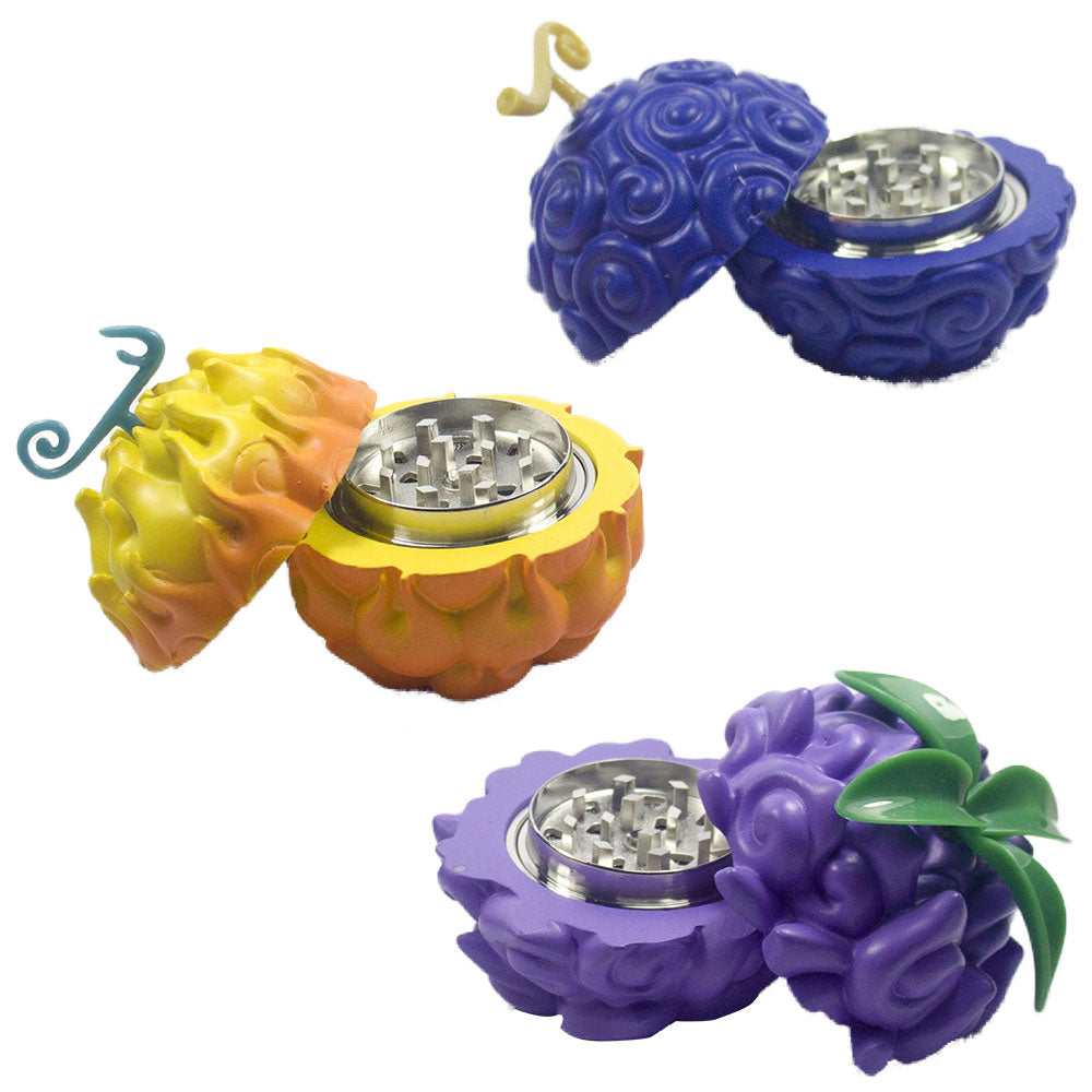 3 Parts 3D Devil Fruit Design Herb Grinder for Spices and Tobacco Novelty METAL
