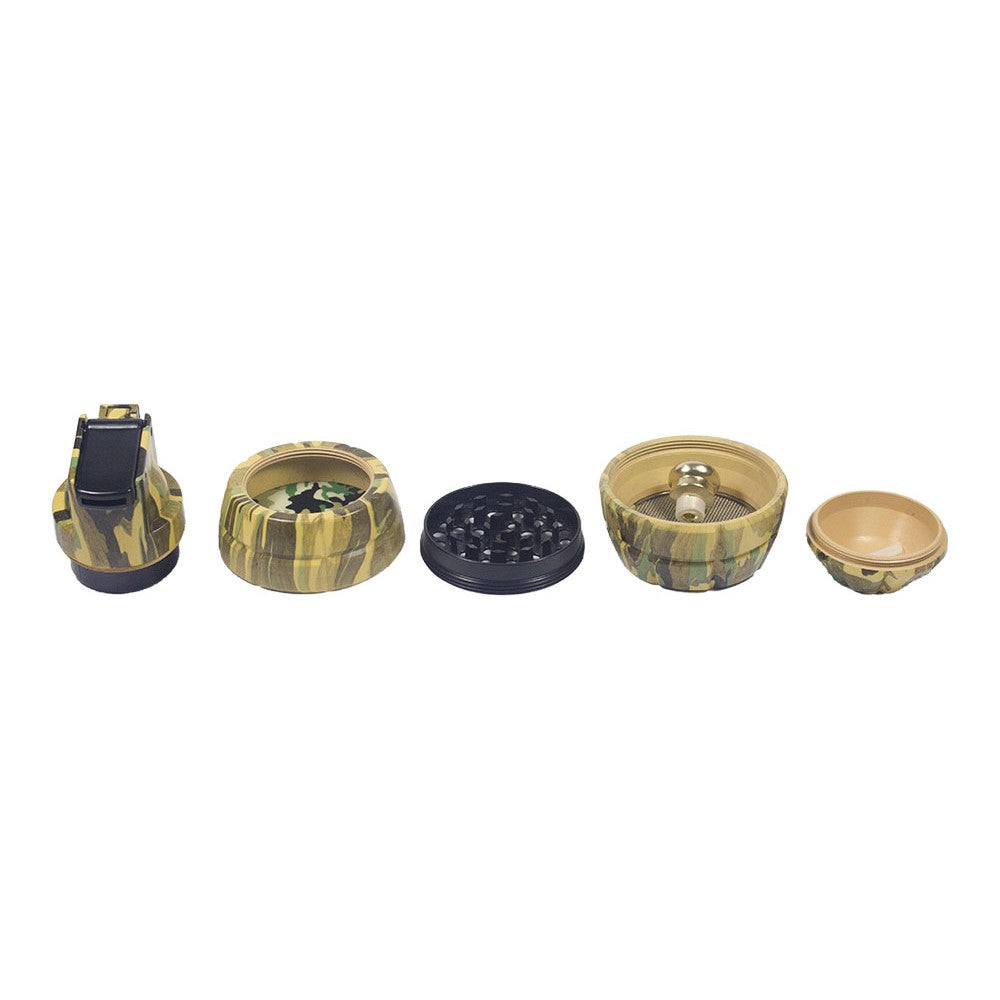 2.7"4 PC 3D Grenade Tobacco Herb Spice Grinder with Hookah on Top Halloween gift