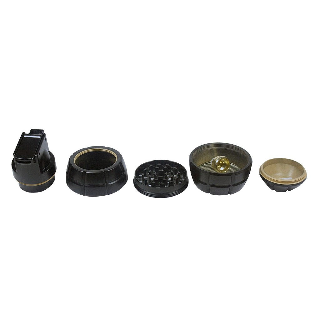 2.7"4 PC 3D Grenade Tobacco Herb Spice Grinder with Hookah on Top Halloween gift
