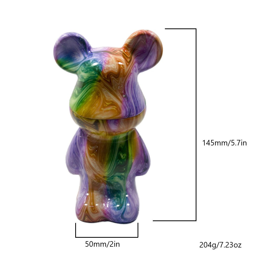5.5" H 4PC Colorful Fluid Bear Marble-Patterned Grinders Tobacco Herb Spice Gift