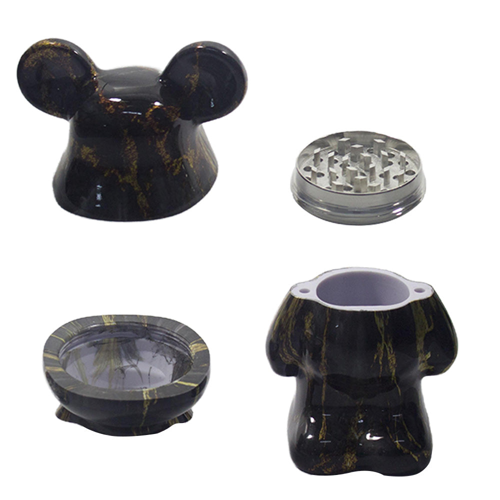 5.5" H 4PC Colorful Fluid Bear Marble-Patterned Grinders Tobacco Herb Spice Gift