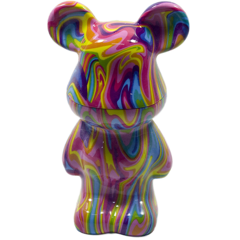 5.5" H 4PC Colorful Fluid Bear Marble-Patterned Grinders Tobacco Herb Spice Gift