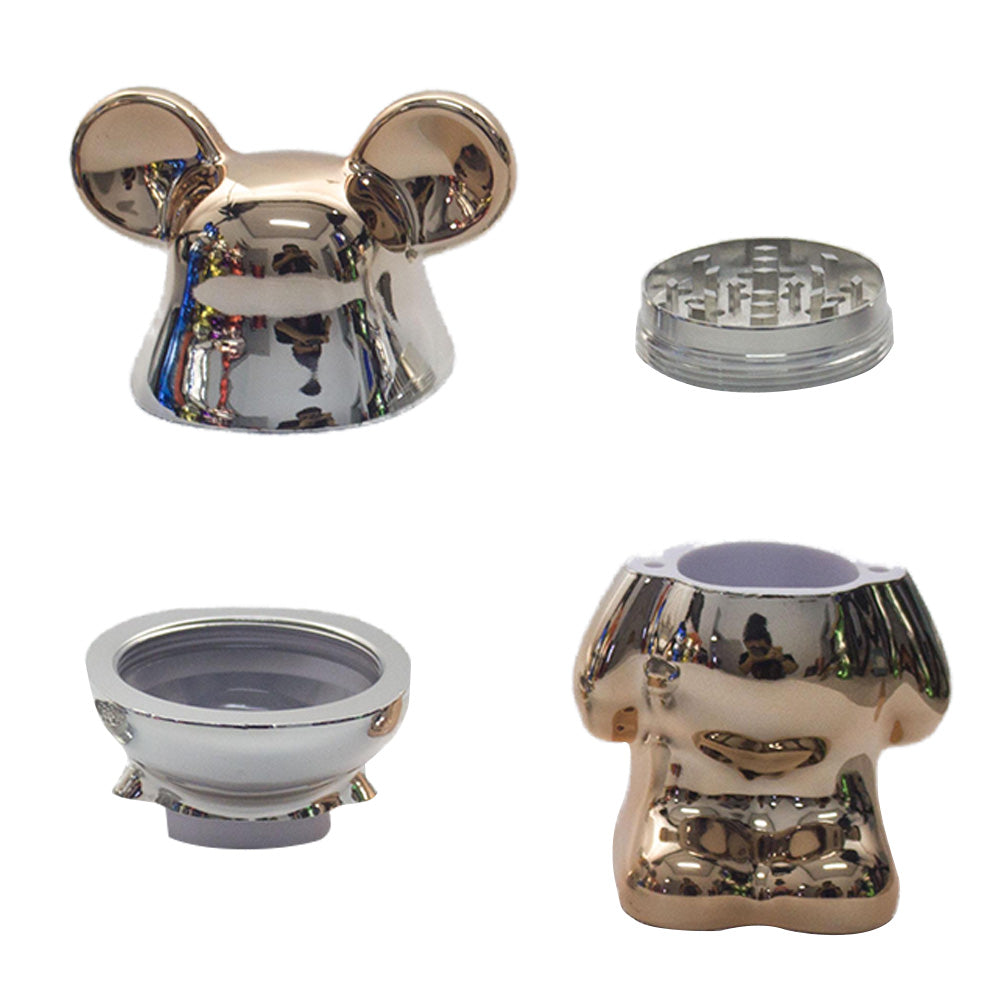 5.5" H 4PC Colorful Metallic Bear -Patterned Grinders Tobacco Herb Spice Gift