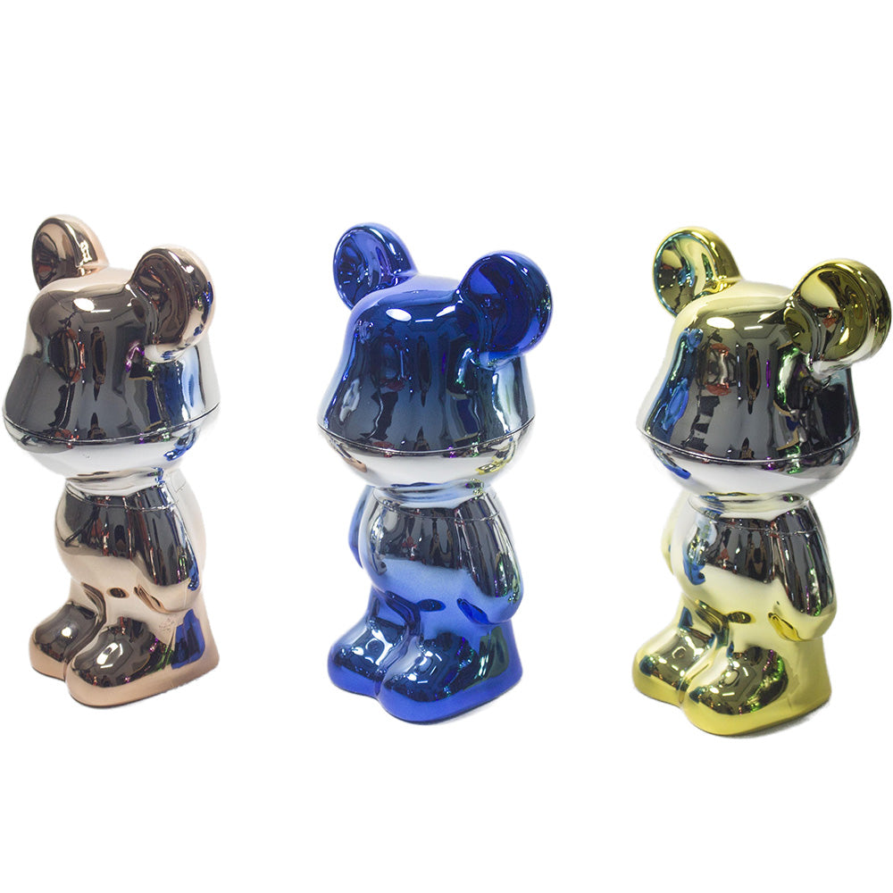 5.5" H 4PC Colorful Metallic Bear -Patterned Grinders Tobacco Herb Spice Gift