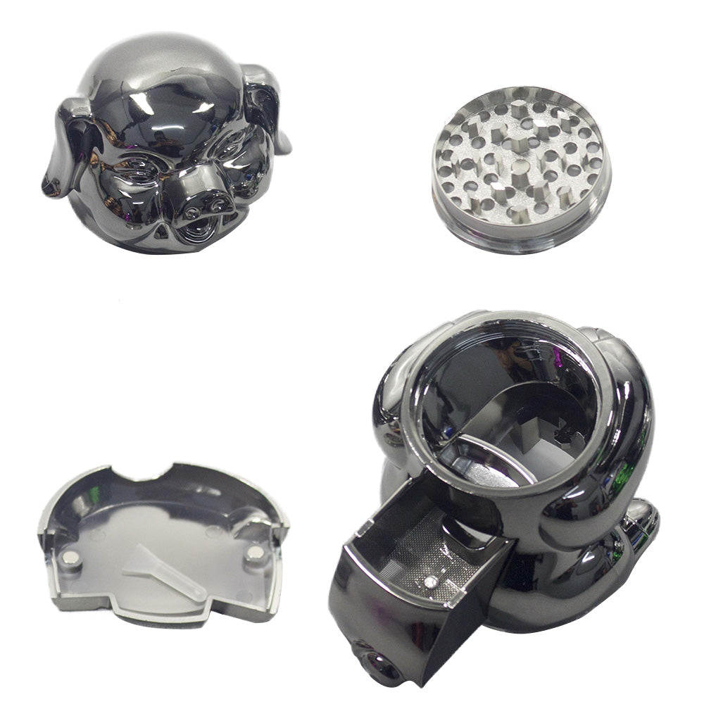 4.5" H 4PC Shiny PIG Herb Grinders Tobacco smoking Spice Gift Novetly Drawer