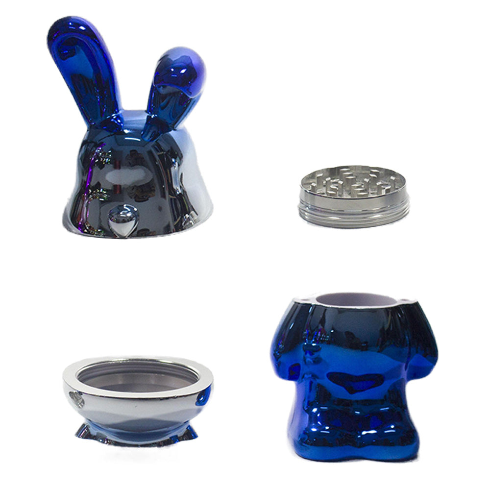 6.5" H 4PC Colorful Metallic Bunny -Patterned Grinders Tobacco Herb Spice Gift