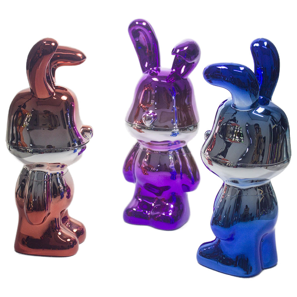 6.5" H 4PC Colorful Metallic Bunny -Patterned Grinders Tobacco Herb Spice Gift