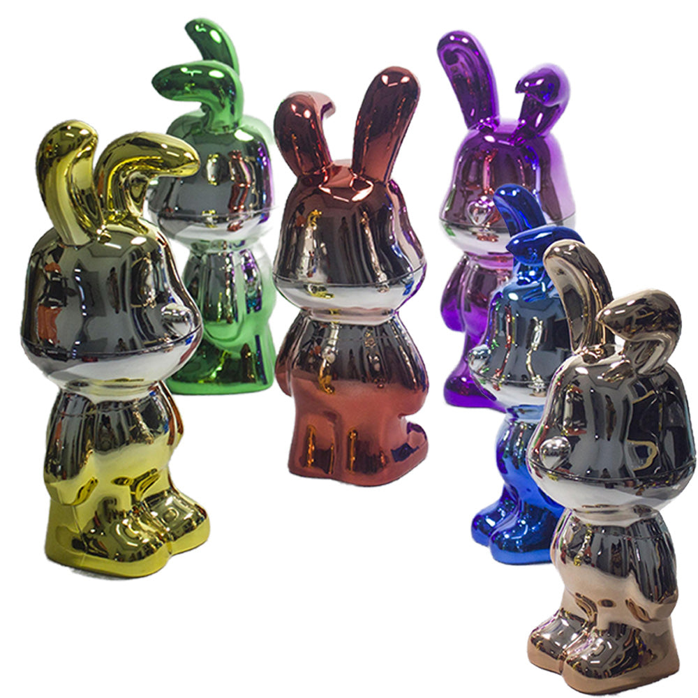 6.5" H 4PC Colorful Metallic Bunny -Patterned Grinders Tobacco Herb Spice Gift
