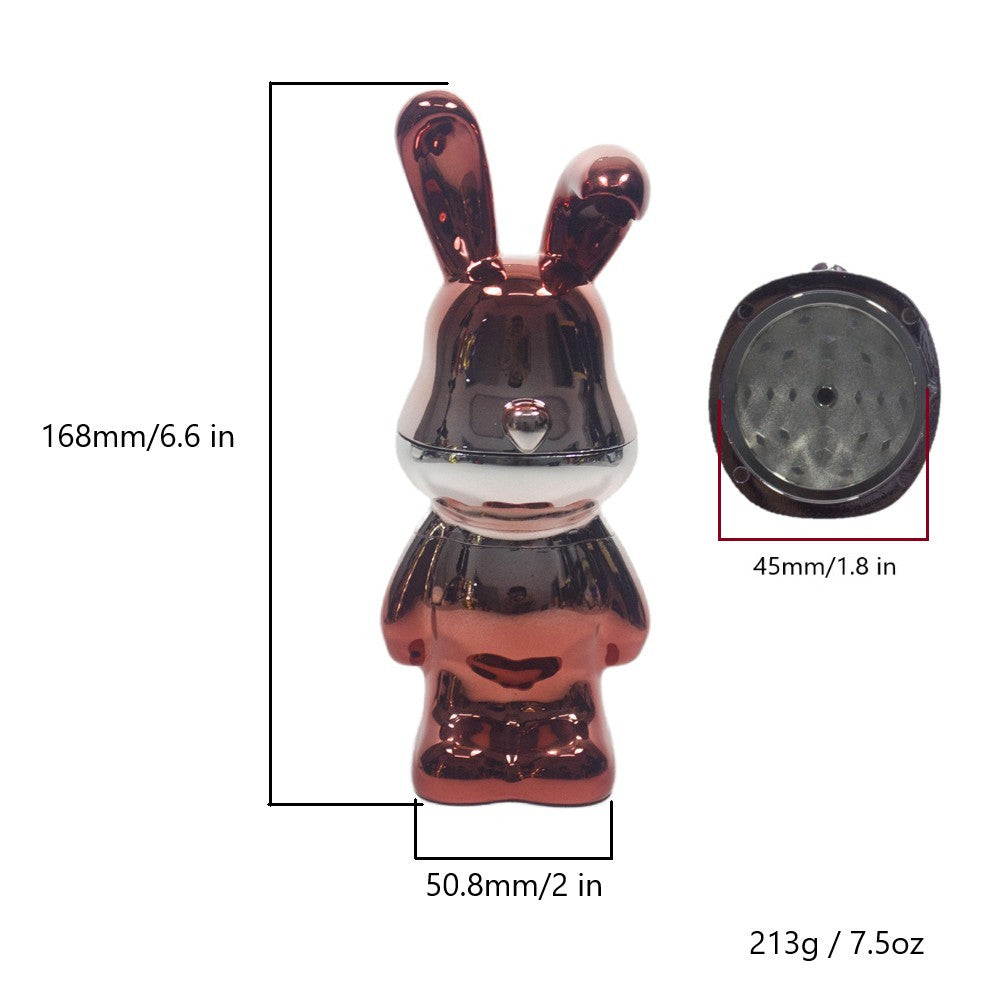 6.5" H 4PC Colorful Metallic Bunny -Patterned Grinders Tobacco Herb Spice Gift