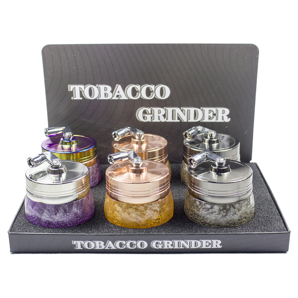 2.3" Colorful Crank Spice Herb Tobacco Grinder with Handle 4 Piece Crusher Gift