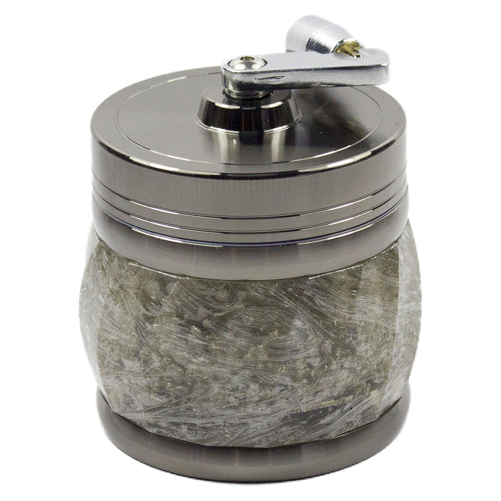 2.3" Colorful Crank Spice Herb Tobacco Grinder with Handle 4 Piece Crusher Gift