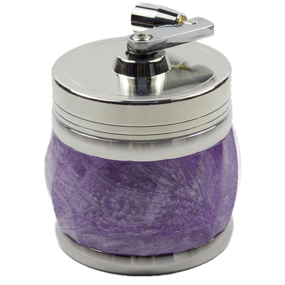 2.3" Colorful Crank Spice Herb Tobacco Grinder with Handle 4 Piece Crusher Gift