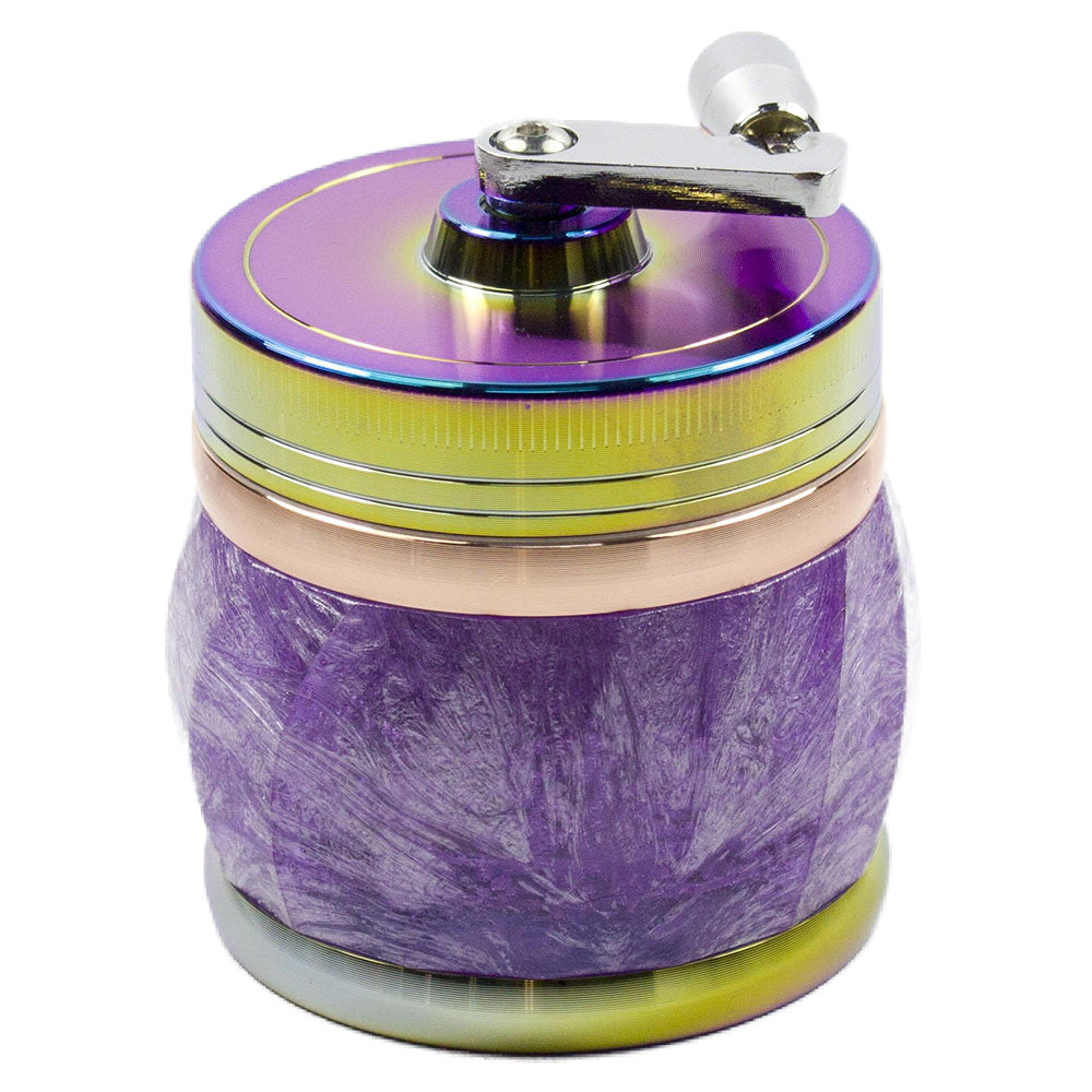 2.3" Colorful Crank Spice Herb Tobacco Grinder with Handle 4 Piece Crusher Gift