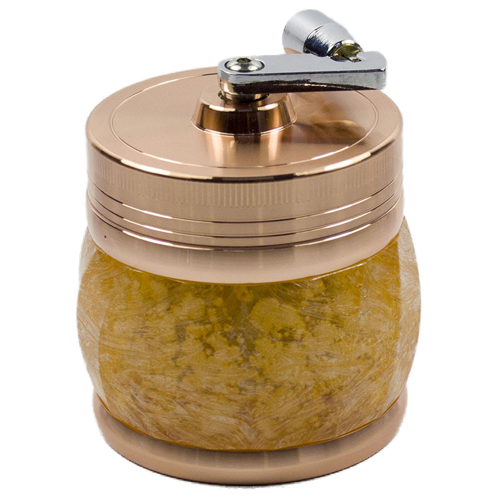 2.3" Colorful Crank Spice Herb Tobacco Grinder with Handle 4 Piece Crusher Gift