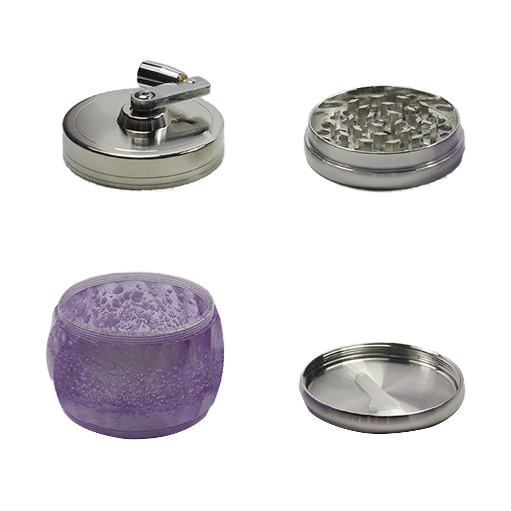 2.3" Colorful Crank Spice Herb Tobacco Grinder with Handle 4 Piece Crusher Gift